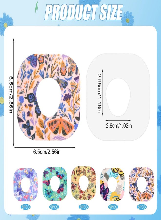 XIHIRCD 25pcs Sensor Covers for Dexcom G7, Waterproof Adhesive Over Patches Blood Sugar Monitor Patch Butterfly Print Sensor Sticker Overpatch Accessories Compatible with Dexcom G7 (5 Styles) - Image 2